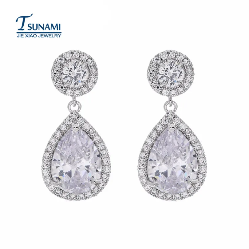 

The bride of the new fashion jewelry, luxury micro pave cubic zirconia long earrings of droplet girl party of choice for jewelry