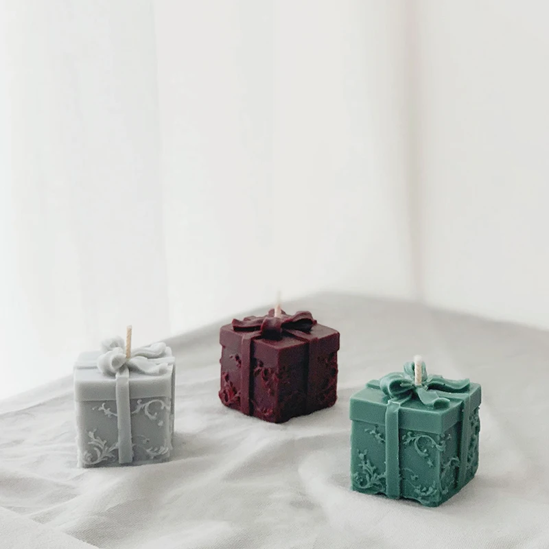 

Mini Candle Silicone Mold Christmas Gift Box Gypsum Plaster Mould Square Shape Silicone Soap Candle Molds