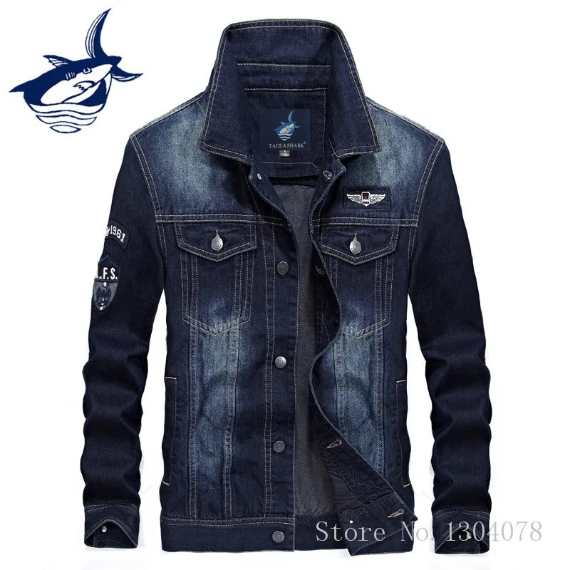 New Stylish Brand Tace Shark Men's Denim Jacket Casual Retro Streetwear Jeans Jacket Coat Shark Clothing Denim Jaqueta Masculina New Stylish Brand Tace Shark Men's Denim Jacket Casual Retro Streetwear Jeans Jacket Coat Shark Clothing Denim Jaqueta Masculina