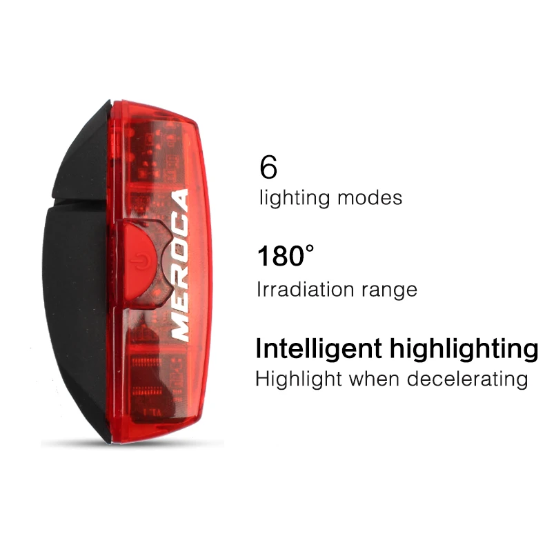 Excellent MEROCA Bike Bicycle Lamp100 LM Rechargeable LED USB COB Mountain Bike Tail Light Taillight MTB Safety Warning Bicycle Rear Light 2