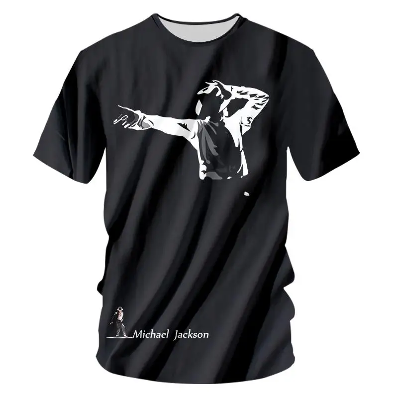 

Summer Cool Men 3d Print MJ T-shirt O-Neck Short Sleeves Casual Produce For Commemorating Michael Jackson Black T Shirt Tops 7xl
