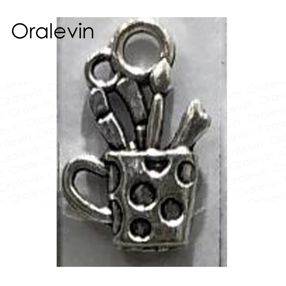 Paint Brushes Charm Collection Antique Silver Tone Charms Pendants
