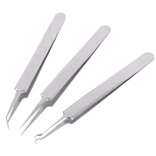3 шт./компл. точность нержавеющая сталь tweezers изогнутый тонкий наконечник щипцы-пинцет