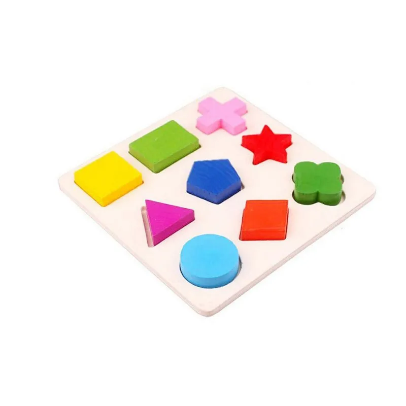 Деревянный, Детский обучающий пазл развивающие геометрические Пазлы игрушка Монтессори игрушки - Цвет: A