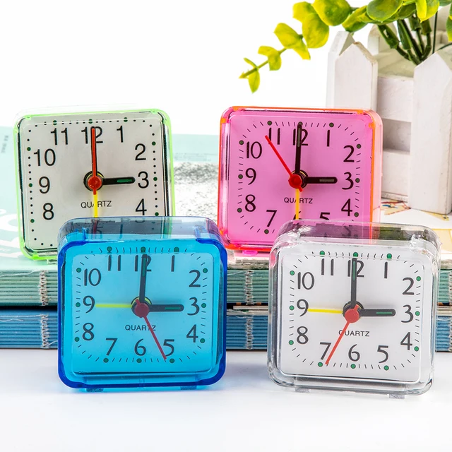 Buy 1PC Square Small Alarm Clock Transparent Case