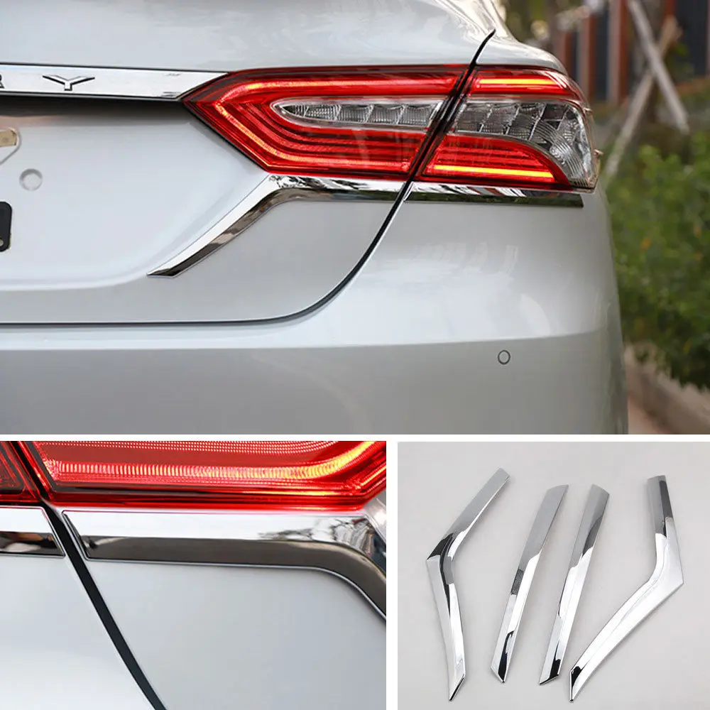 4pcs/set Chrome ABS Car Rear Tail Light Lamp Eyebrow Strip Trim Decal