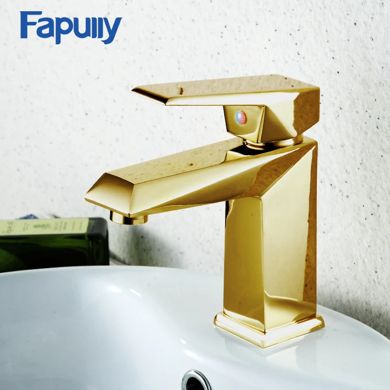 

Fapully Basin Faucet Gold Plated Deck Brass Bath Toilet Basin Mixer Tap Single Handle Cuba Banheiro Bathroom Faucet 579-11G