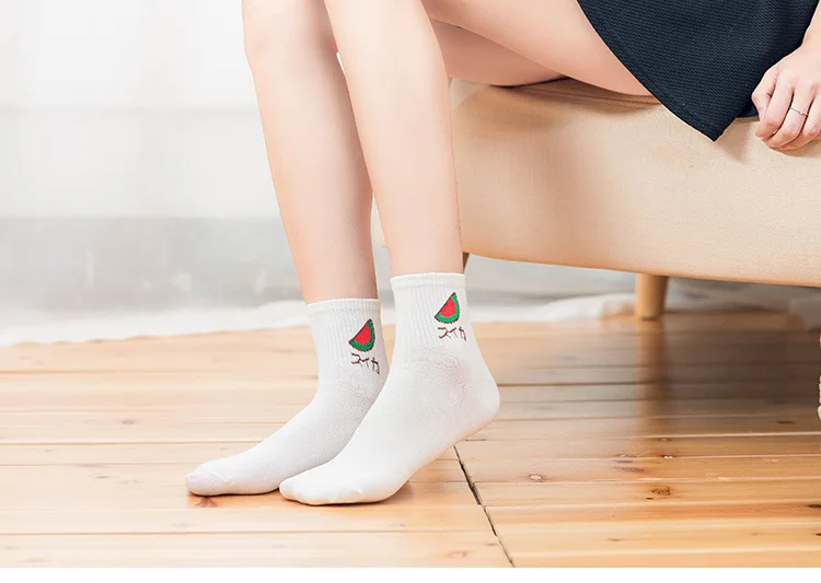 5 пар/упак. японские новые модные крутые летние белые милые короткие носки с фруктами забавные короткие женские хлопковые носки счастье кавай партия