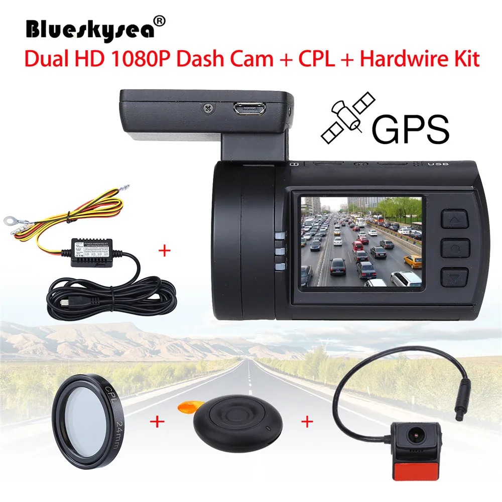 Камера Автомобильный видеорегистратор Blueskysea Dash Cam HD 1080P 0906 1," lcd gps IMX291 ночное видение g-сенсор рекордер