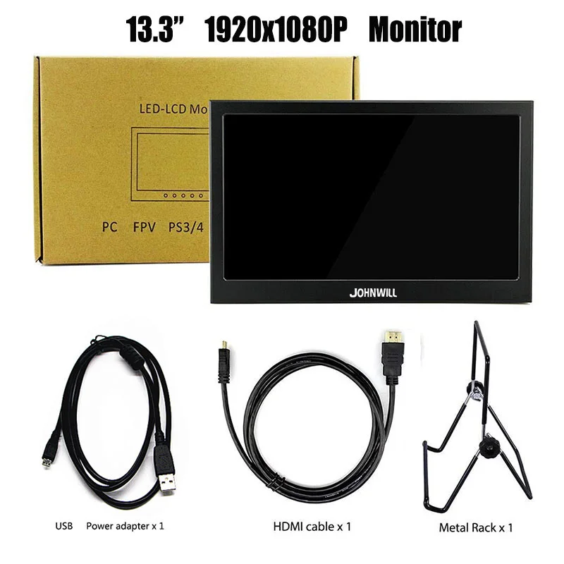 13,3 дюймов 2560x1440 портативный монитор ПК для PS4 Windows 7 8 10 Full HD lcd 2K HDMI ips экран игровой монитор ультра тонкий дисплей - Цвет: 13.3 1080P monitor