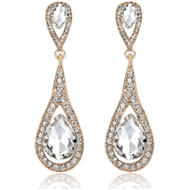 

Muylinda Women Fashion Crystal Earrings Rhinestone Resin Sweet Metal Earrings For Girl Bridal Long Jewelry