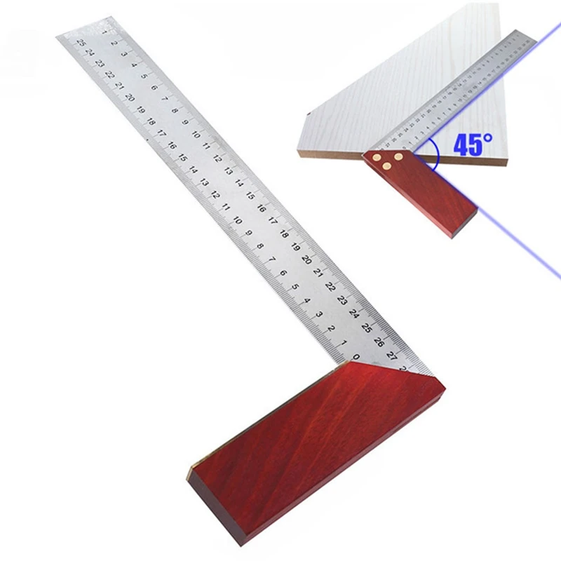 300 мм обрамление деревянной ручкой столярная Деревообработка транспортир измерительный инструмент сталь двухсторонний датчик квадратная