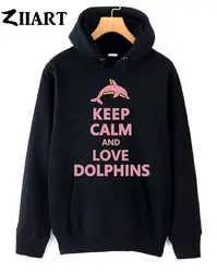 Розовый пончик keep calm and love dolphinscouple одежда мальчиков мужчина на осень-зиму флисовые толстовки с капюшоном