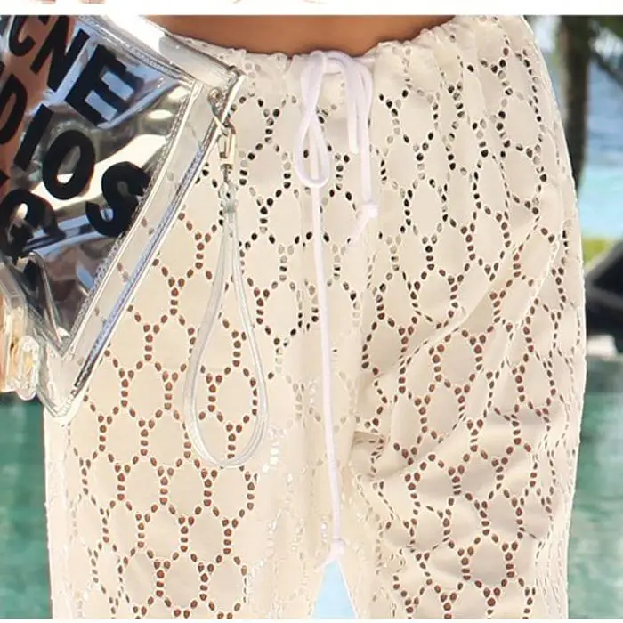 white lace beach trousers