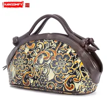 HANSOMFY новые женские сумки из натуральной кожи ретро модные Наплечные женские сумки ручной работы цветные сумки-мессенджеры ручной работы