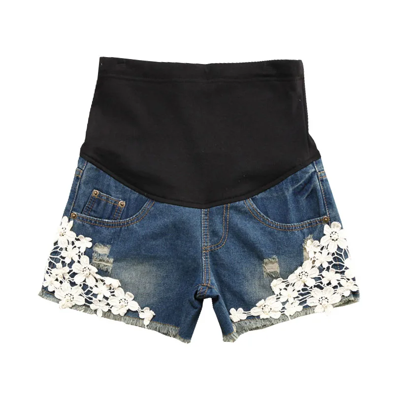 

Lace Maternity Shorts Jeans Denim Abdominal Capris For Pregnant Women Clothes Elastic Waist Prop Belly Pregnancy Shorts Gravidas