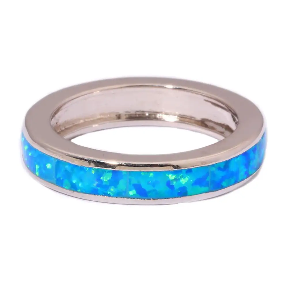 CiNily Created Blue Fire Opal Silver Plated Ring Wholesale Retail Hot Sell Fashion for Women Jewelry Ring Size 7 8 9 OJ5933