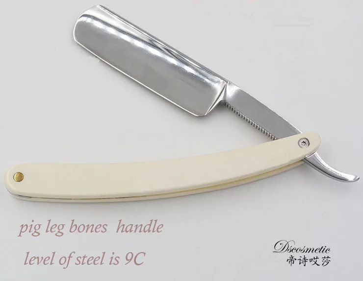 Straight Edge Stainless Steel Barber Razor hand made pig leg bones handle RAZOR Folding Shaving Shave Knife