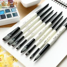 Bgln 1Piece Nylon Hair Professional Watercolor Paint Brush Round Flat Pointed Watercolor Oil Acrylic Painting Brush Art Supplies bgln 1piece nylon hair oblique scrubbing brush painting brushes oil acrylic painting art supplies stationery 8044a
