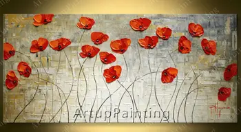 

Flower hand-painted wall painting palette knife wild flower abstrac