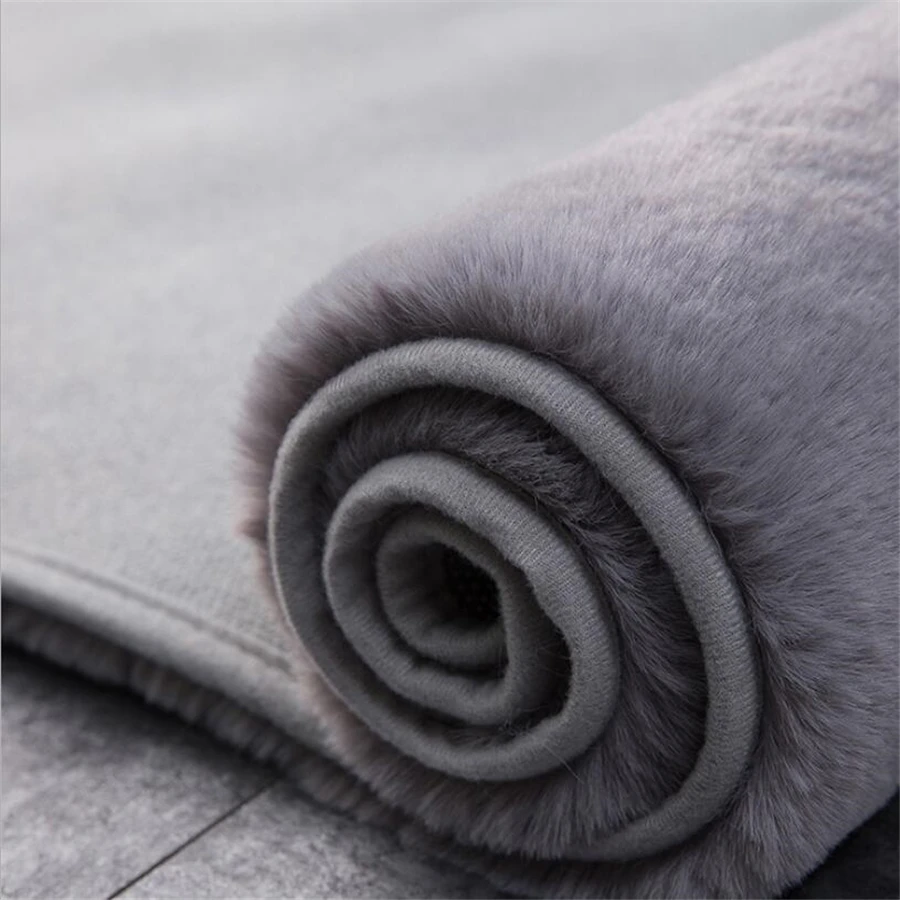 

High-end Nordic style imitation rabbit fur carpet bedroom bedside home thickening living room coffee table round plush full mats