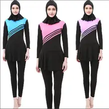 イスラム教徒の女性 Grils 水着フルカバービーチウェアイスラム Burkini 水着水着ヒジャーブささやかな水泳アラビアマイヨ衣装新(China)