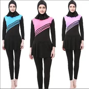 

Summer Women Muslim Swimwear Hijab Full Cover Swimsuit Burkini Modest Islamic Swimming Suit Beachwear Bathing Clothing Ladies