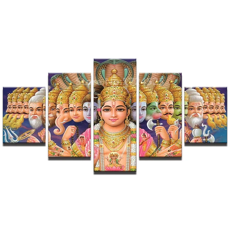Wall-Art-Pictures-Living-Room-Decor-HD-Printed-Mythology-Shiva-Vishnu-Poster-Frame-5-Piece-India (4)