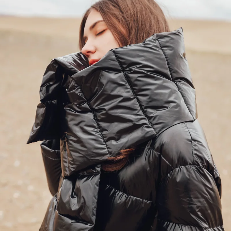 

women's winter Jacket 2019 New Fashion Loose parka women down winter coat warm Jacket Female Overcoat with scarf 175823