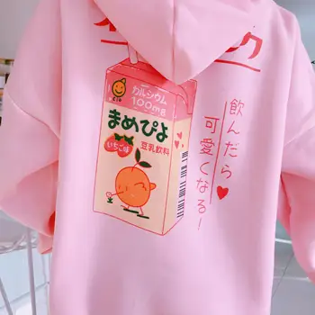 Kawaii Harajuki Kpop Pastel Orange Juice Sweatshirts 1