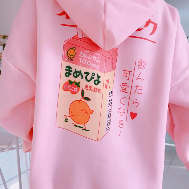 Kawaii Harajuki Kpop Pastel Orange Juice Sweatshirts 1