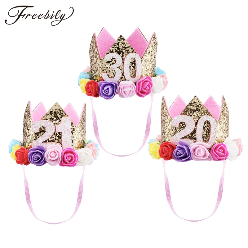 Bling Bling Crown Adult Sparkly Flowers Style Princess Tiara Crown Birthday Party Hat Headband