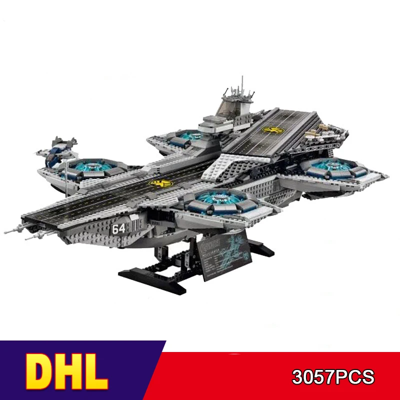 

DHL 07043 Super Heroes Toys compatible with 76042 SHIELD Helicarrier Model Building Kits Blocks Bricks New Kids Toys brinquedos