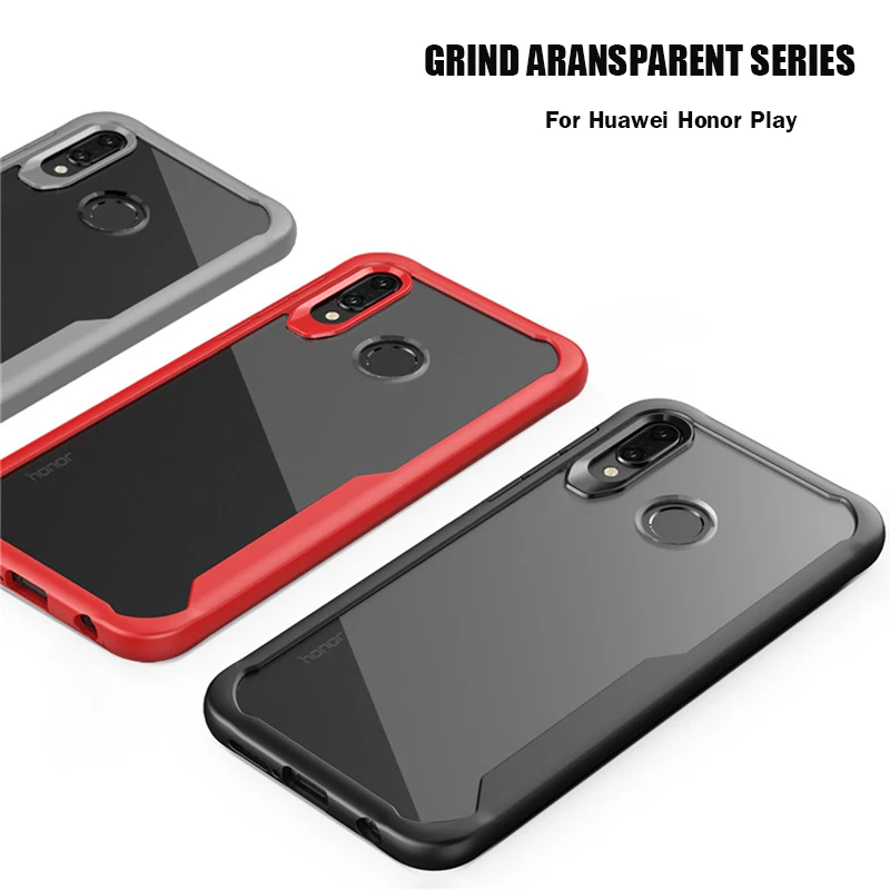 

For Huawie Honor Play Case Soft Silicone+Transparent PC Armor Back cover Case for Huawei Honor Play COR-AL00 Full Cover Shell