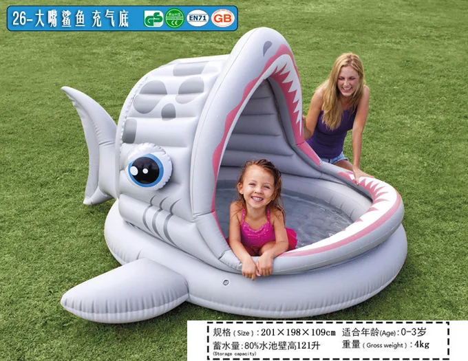swimming pool shark shade inflatable play pool infants and pans inflated sofa