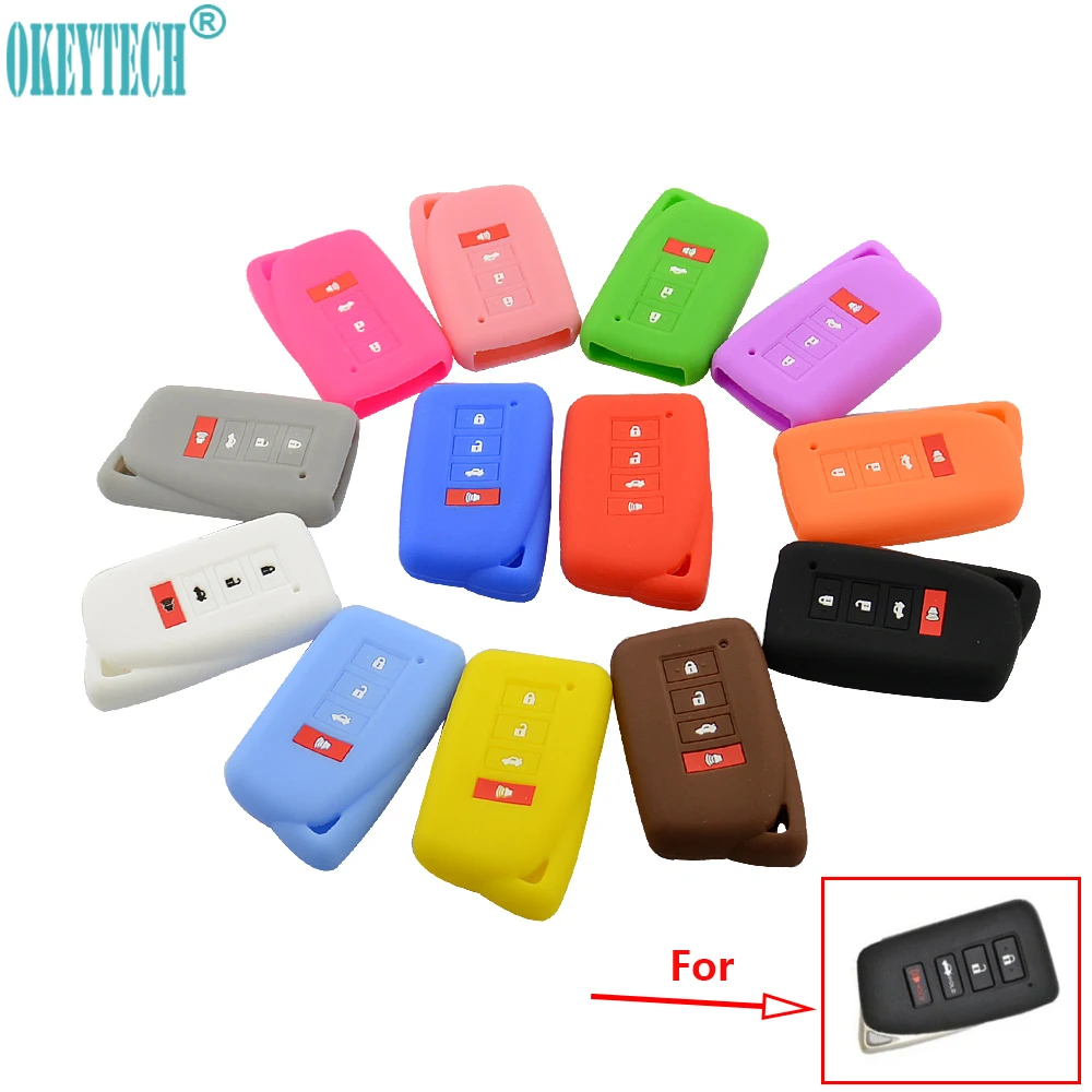 OkeyTech 4 Buttons Good Quality Silicone Car Key Case Cover For Lexus Smart Key Holder NX RX ES GS IS RC Keyless Protector Shell