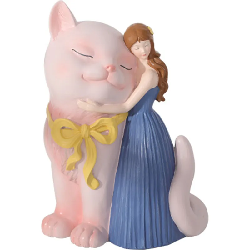  Northern Europe Princess & Cat Resin Craftwork Decoration Creative Fairy Statue Bedroom Decoration  - 33013278027