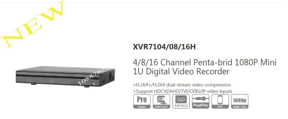 

DAHUA 4/8/16 Channel Penta-brid 1080P Mini 1U Digital Video Recorder Without Logo XVR7104H/XVR7108H/XVR7116H