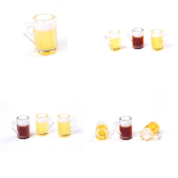 

1PCS Miniature Kitchen Toys 1:12 Kawaii Doll house Mini Beer Cups Miniature Drink Japanese Mini Cups Goblet Doll House Beer Cups