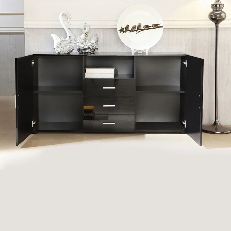 

Shellhard Modern Storage Cabinet Sideboard Black High Gloss Cupboard TV Stand Cabinet Home Kitchen Furniture Part A+Part B