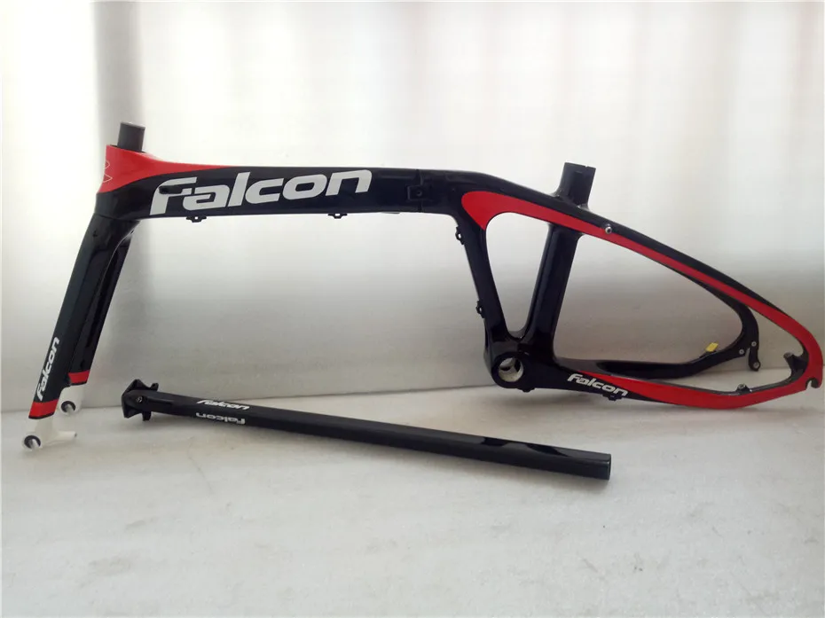T1000 карбоновая Складная велосипедная Рама 20 дюймов колеса переносные 20ER дисковые и V тормозные складные велосипедные рамы можно настроить цвет - Цвет: black red