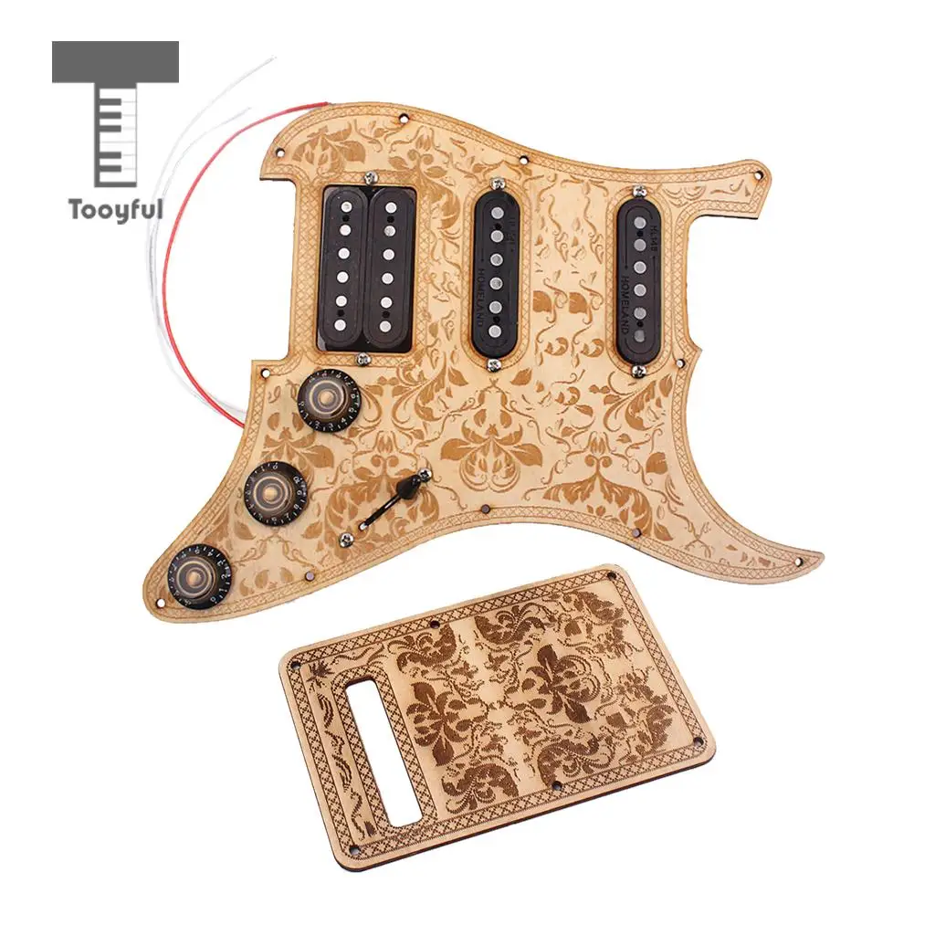Tooyful Maple Wood SSH Prewired Alnico V Humbucker Pickup Pickguard Scratch Plate Set for Electric Guitar Replacement Parts