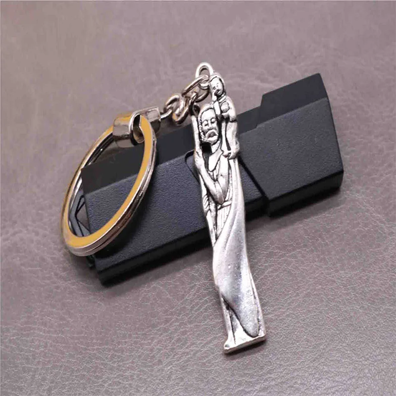Классический брелок для ключей с изображением святого Кристофера, брелок для ключей с крестом Иисуса, сумка, рождественский подарок, сувенир - Цвет: Y00506