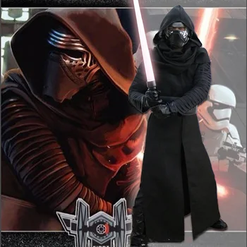 

Movie Star Wars The Force Awakens Men Kids Cosplay Costume Halloween Black Jedi Robe Cloak Coat Full Set