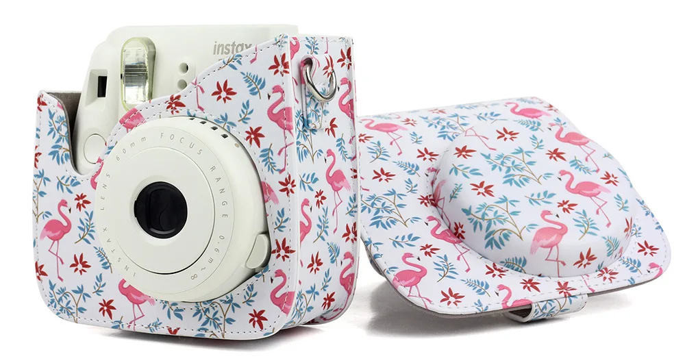 Недавно Фламинго Instax Mini 9 чехол PU сумка камера сумки с защитный ремень чехол для Fujifilm Instax Mini 8/8+/9