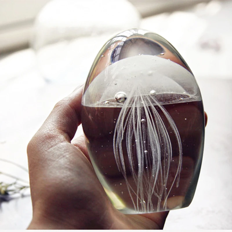 Home Decoration Glass Jellyfish Paperweight Crystal Ball Feng Shui