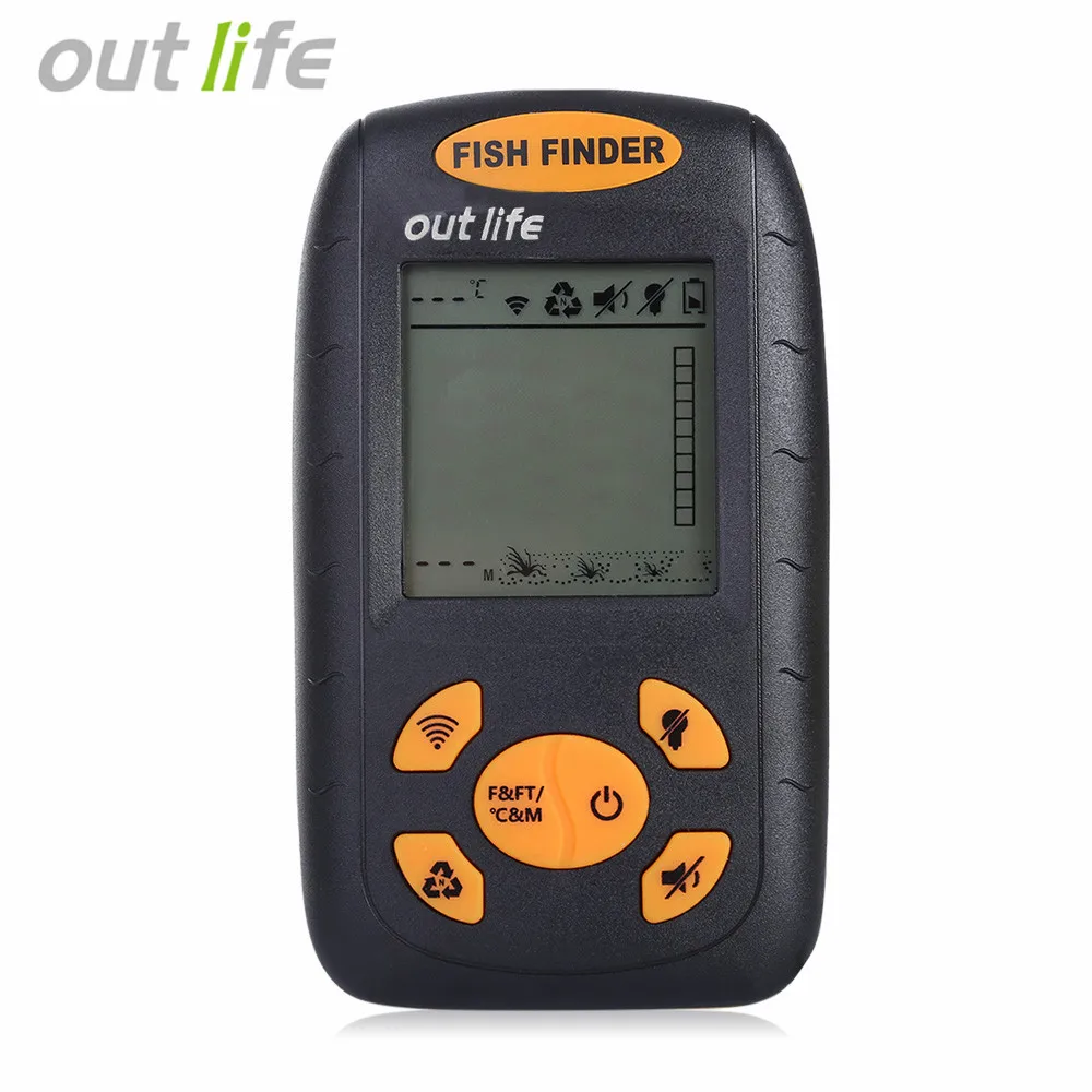 Outlife الصيد سلك الأسماك مكتشف صدى أسلم عمق أسلم 125 كيلو هرتز سونار أسلم المدى 0.6-100 متر إنذار محول Outlife الصيد سلك الأسماك مكتشف صدى أسلم عمق أسلم 125 كيلو هرتز سونار أسلم المدى 0.6-100 متر إنذار محول
