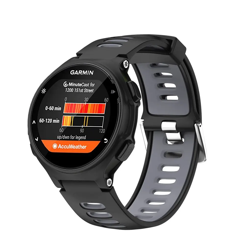 Ремешок для смарт-часов Garmin Forerunner 235/220/230/620/630/735XT черного и серого цвета силиконовые спортивные часы ремешок для смарт-часов Garmin 235 кожаный ремешок с винтовые инструменты