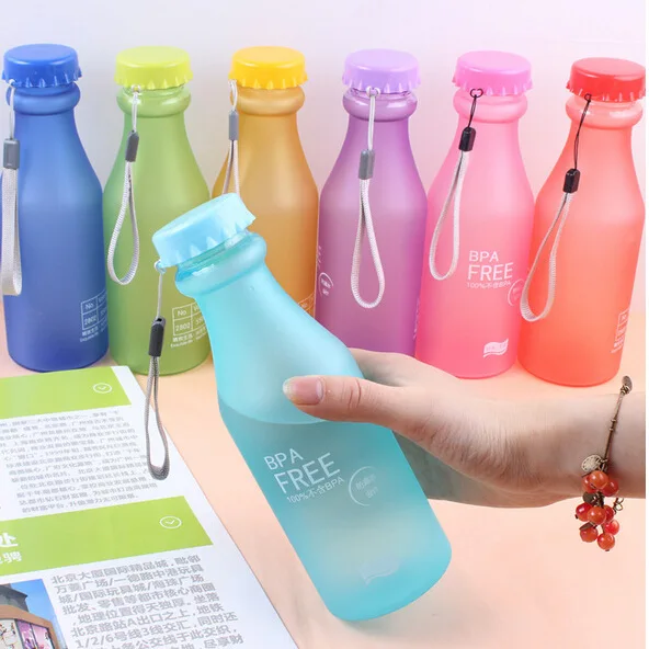 

Candy Colors Unbreakable Frosted Leak-proof Plastic kettle 550mL BPA Free Portable Water Bottle for Travel Yoga Running Camping