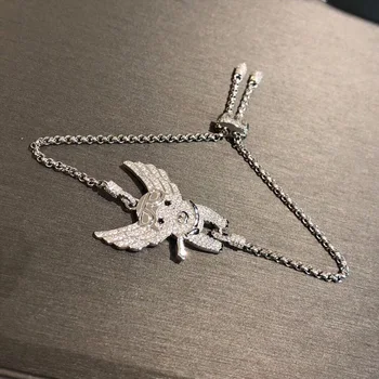 

Luxury Flying Pig Bracelet Beautiful Cubic Zirconium Silver Color Fashion Bangles Women Party Jewelry Gift May New Arrival